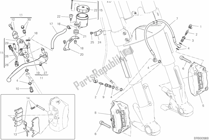 Tutte le parti per il Sistema Frenante Anteriore del Ducati Supersport S 937 2017